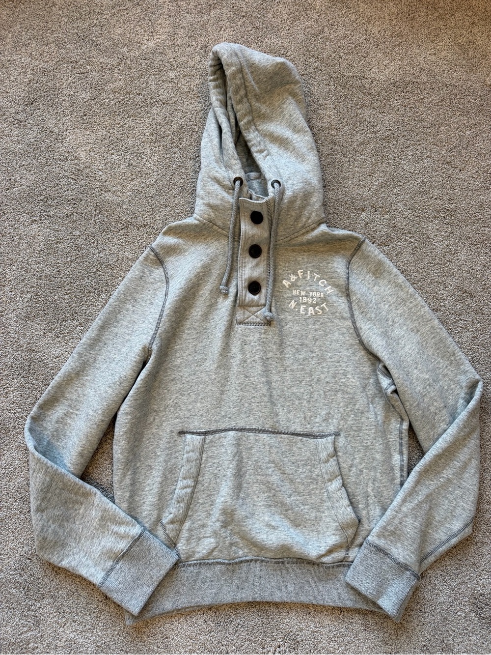 Abercrombie & Fitch Grey Hooded Muscle Sweatshirt- Size XXL